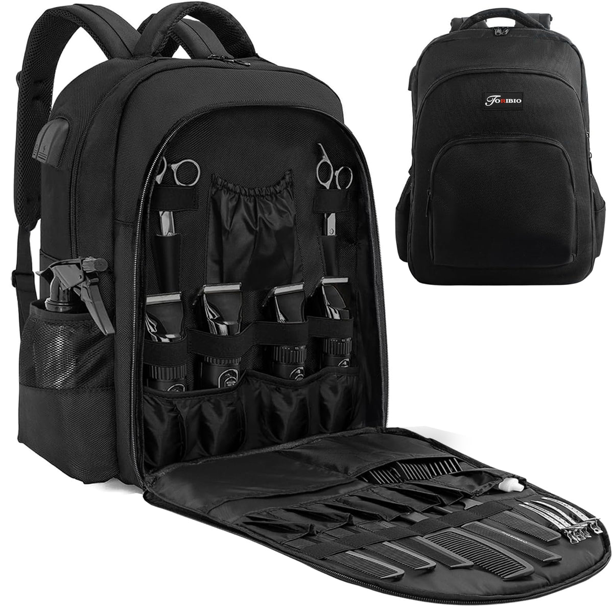 TORIBIO bag front view showing organized tool compartments for quick access on busy days.