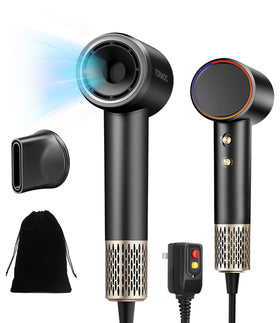 TORMOC portable ionic hair dryer for travel, compact and easy to pack.