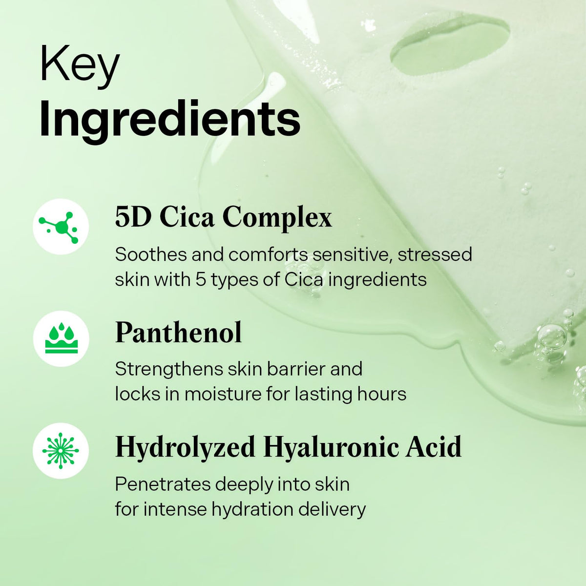 Essence delivery from the Torriden mask onto the skin for hydration.