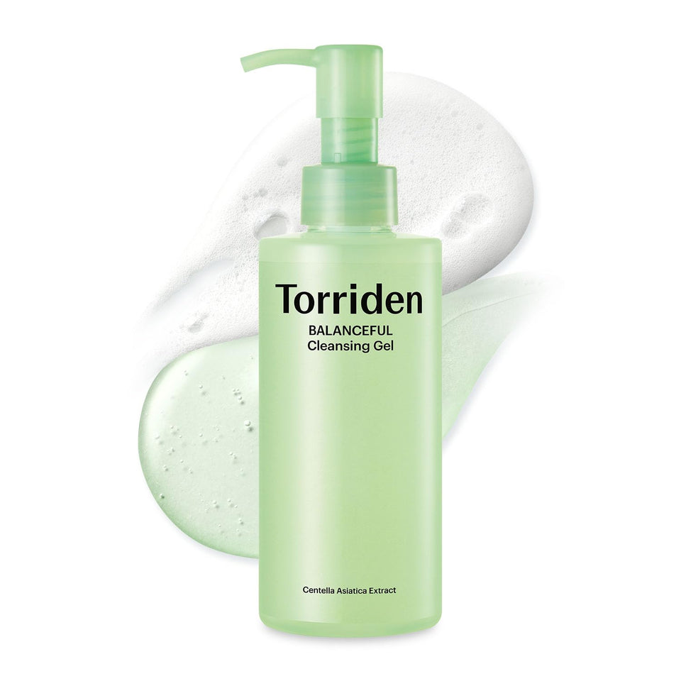 Torriden Balanceful Cleansing Gel bottle front, soothing daily cleanser for sensitive skin.