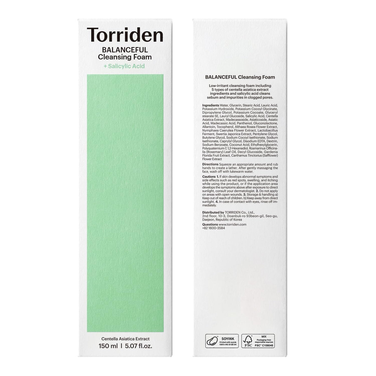 Torriden Balanceful eco packaging highlights recycled content and reduced waste.