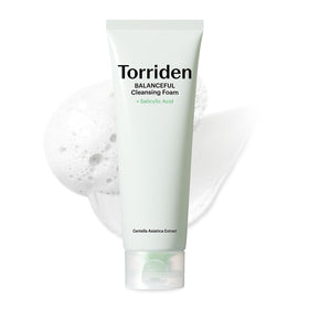 Torriden Balanceful foam bottle delivering ultra-fine microfoam for gentle cleansing.