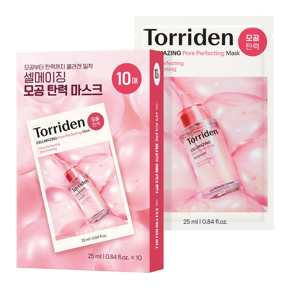 Torriden CELLMAZING Pore Perfecting Mask pack shot highlights the 10-sheet box.
