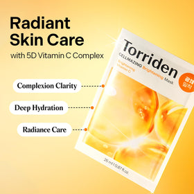 Torriden CELLMAZING Vita C Mask sheet closeup shows ultra-soft microfiber texture for gentle wear.