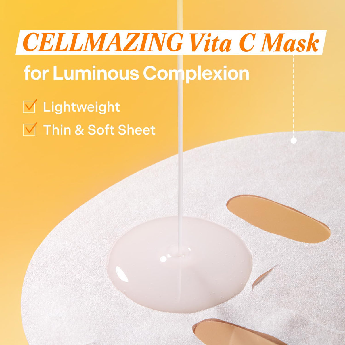 Torriden CELLMAZING Vita C Mask sheet texture demonstrates even adhesion on the skin.