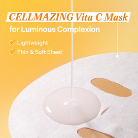 Torriden CELLMAZING Vita C Mask sheet texture demonstrates even adhesion on the skin.