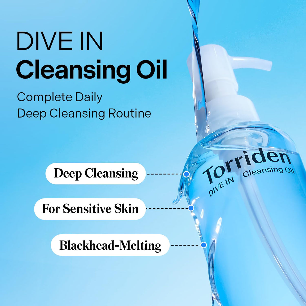 Torriden DIVE IN cleansing oil melts makeup for easy removal