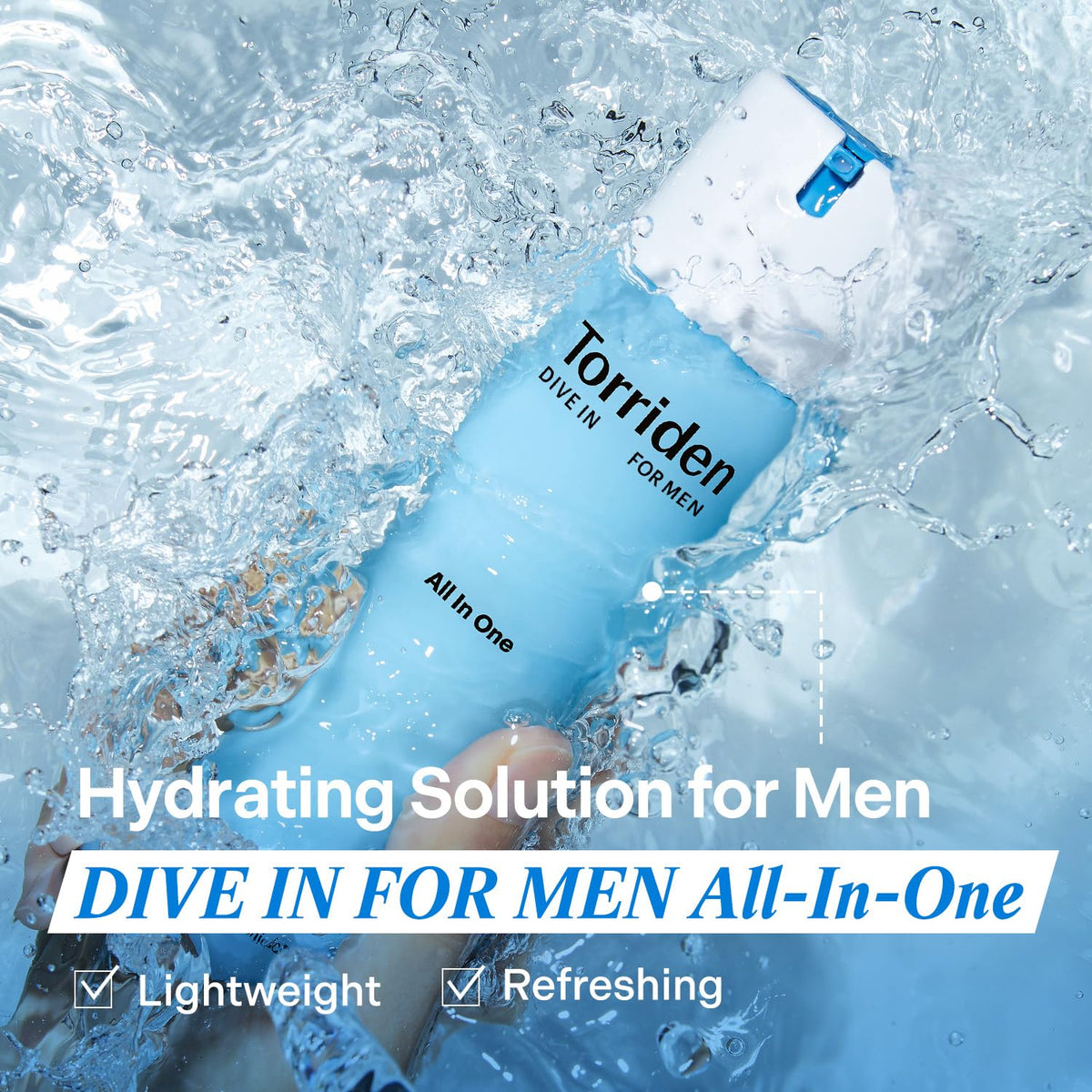 Torriden Dive In for Men non-sticky finish shown during product application.