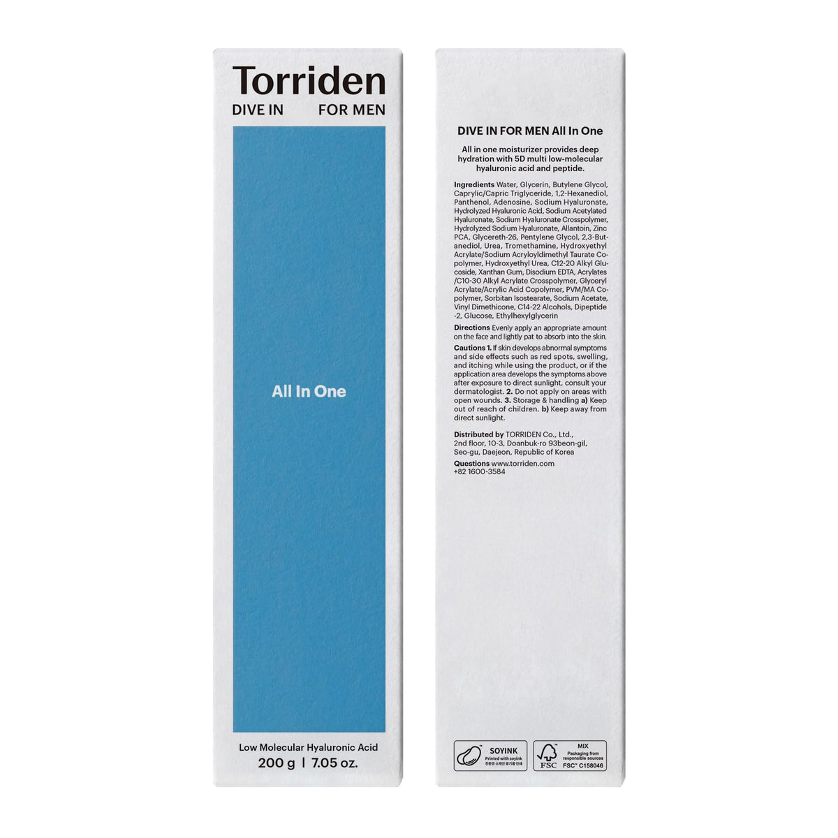 Torriden Dive In for Men skin hydration illustration showing refreshed look.