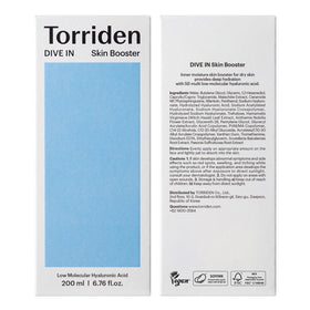 Torriden Dive In Skin Booster shown with cotton pads for simple skincare ritual.