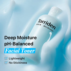 Torriden Dive In Skin Booster droplet dispense captured mid-pump for smooth application.