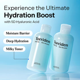 Torriden Dive In Skin Booster texture swatch shows thicker, hydrating formula for daily use.