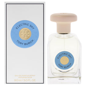 Electric Sky by Tory Burch bottle front emphasizes vibrant design for daytime wear.