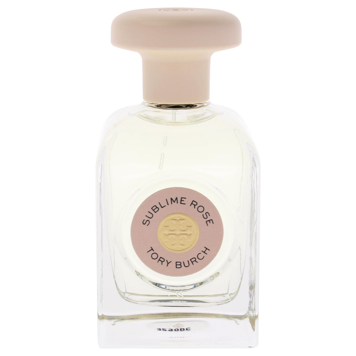 Tory Burch Sublime Rose bottle side view highlighting sleek profile for on-the-go use