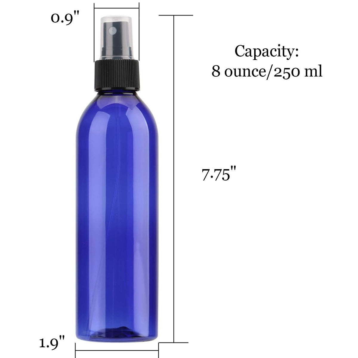Tosnail blue 8oz spray bottle with black mist sprayer close-up for precise application.