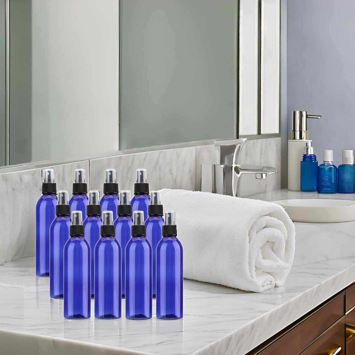 Tosnail blue spray bottle suited for hair care and screen cleaning routines.