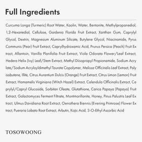 TOSOWOONG mud mask after-use glow suggests a refreshed complexion.