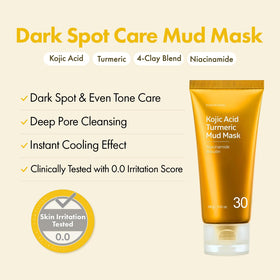 TOSOWOONG Kojic Acid Turmeric Mud Mask highlights natural ingredients for brighter complexion.