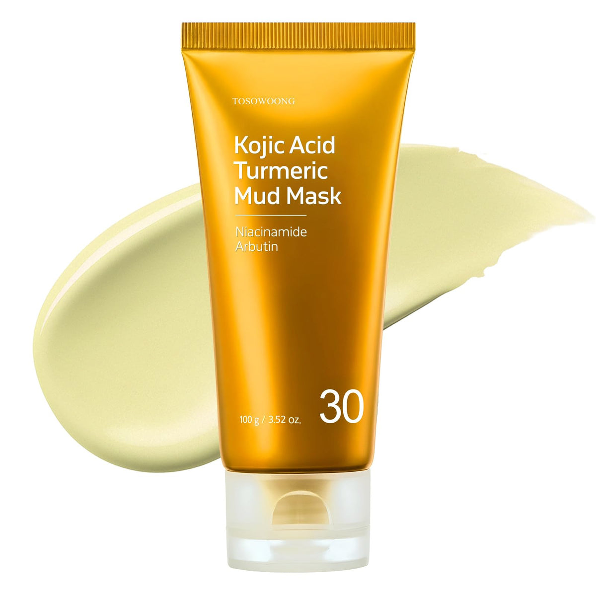 TOSOWOONG Kojic Acid Turmeric Mud Mask jar helps purify pores and brighten skin.