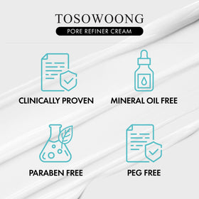 TOSOWOONG Pore Refiner Cream swatch illustrating hydration without stickiness