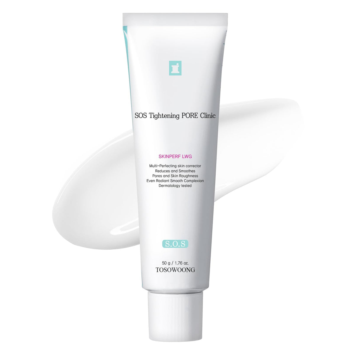 TOSOWOONG Pore Refiner Cream texture close-up showing smooth skin and refined pores