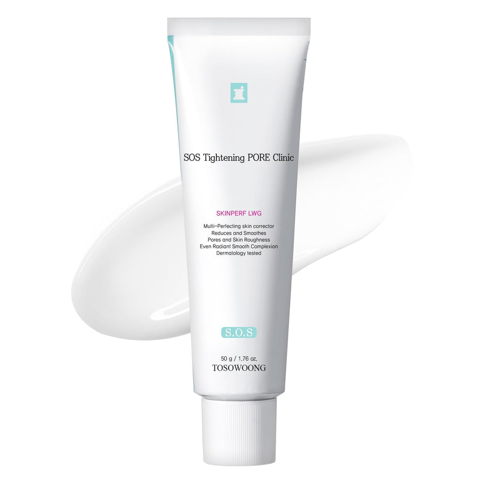 TOSOWOONG Pore Refiner Cream texture close-up showing smooth skin and refined pores