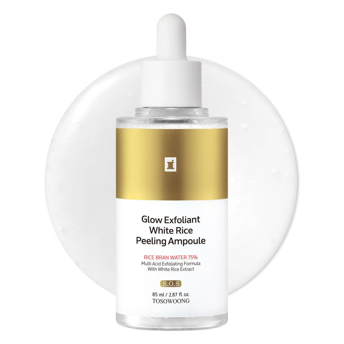 TOSOWOONG White Rice Peeling Ampoule bottle close-up for gentle exfoliation