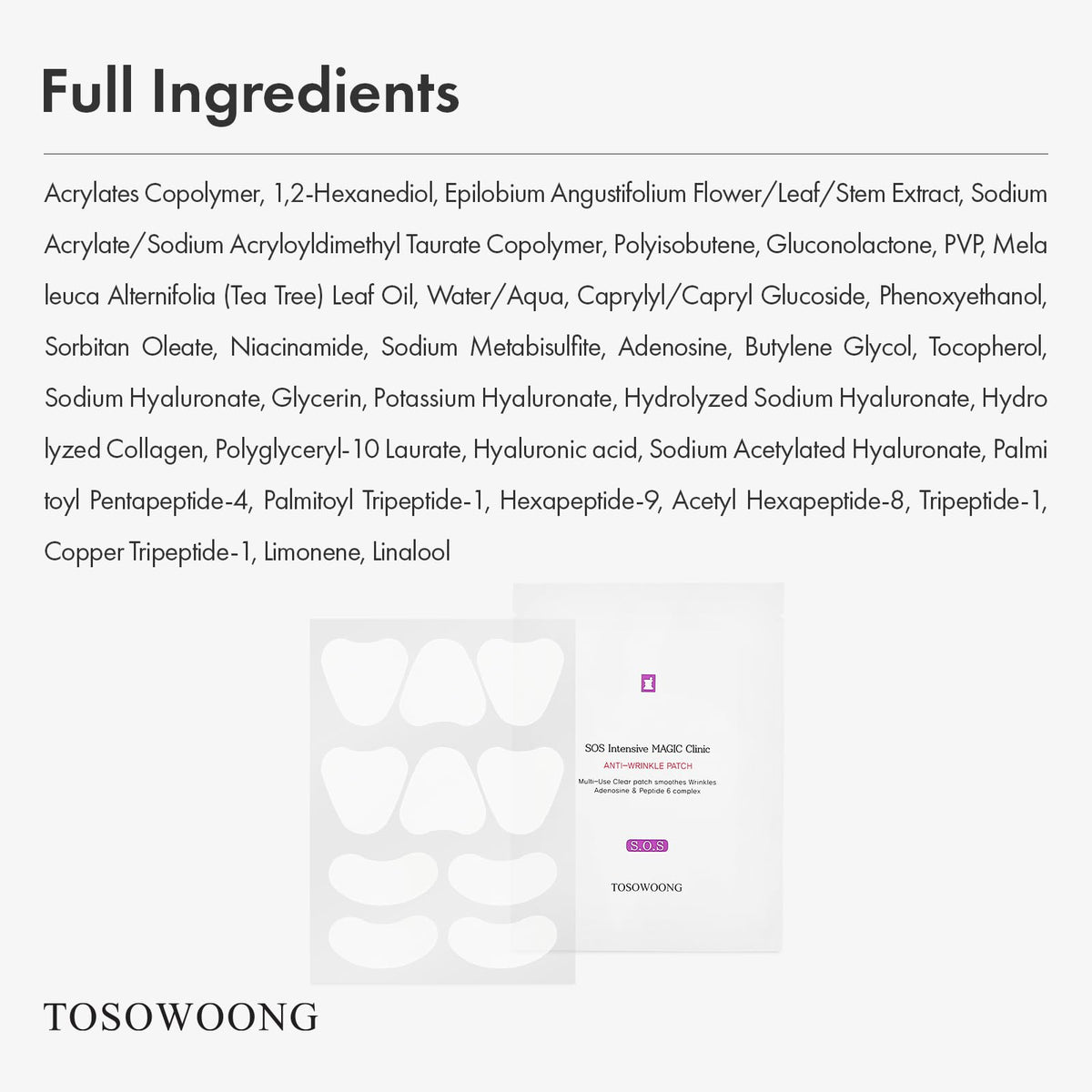 TOSOWOONG patch shown during overnight application for easy wear