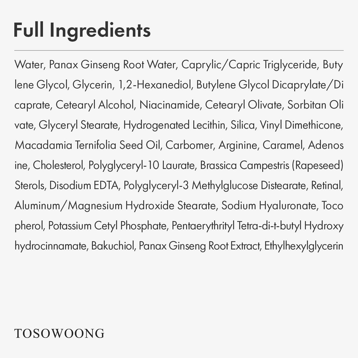 TOSOWOONG Ginseng Plus Retinal Eye Serum packaging front view for shelf appeal