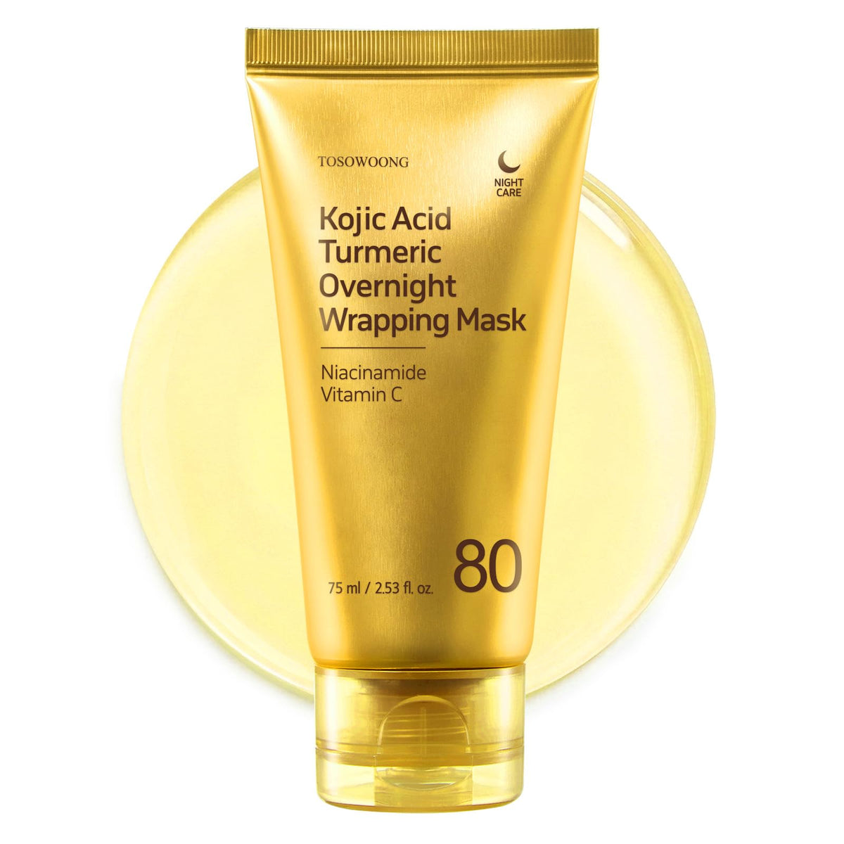 TOSOWOONG Kojic Acid Turmeric Overnight Wrap Mask jar-application shows easy night care.