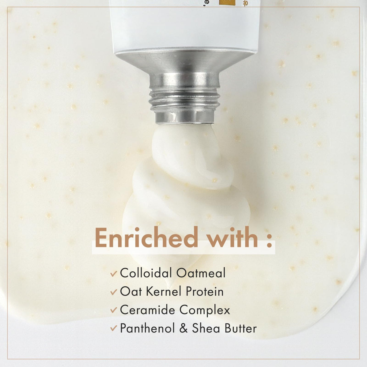 TOSOWOONG Real Oatmeal Relief Cream ingredients panel highlights ceramides and colloidal oatmeal.