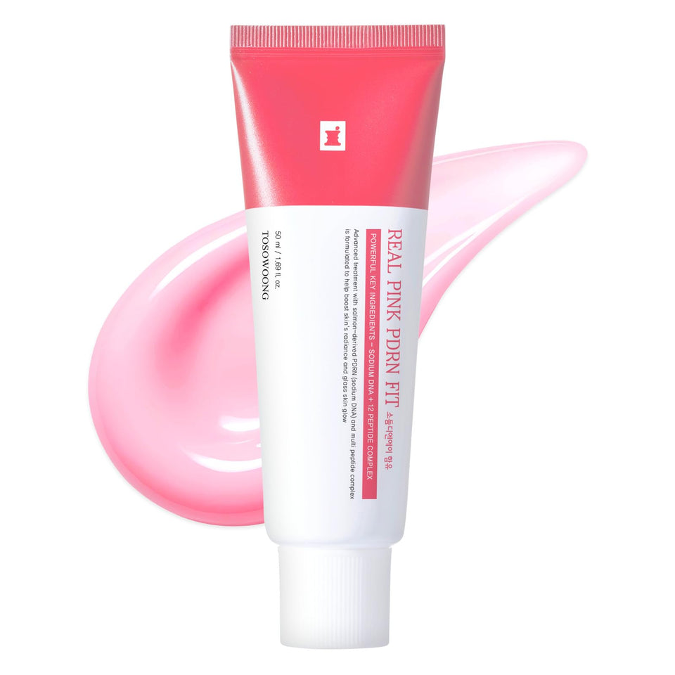 TOSOWOONG Real Pink PDRN Fit mask during application shows deep hydration.