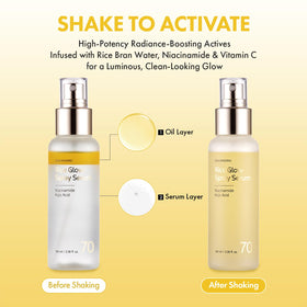 TOSOWOONG Rice Glow Spray Serum ingredients highlighted on the packaging.