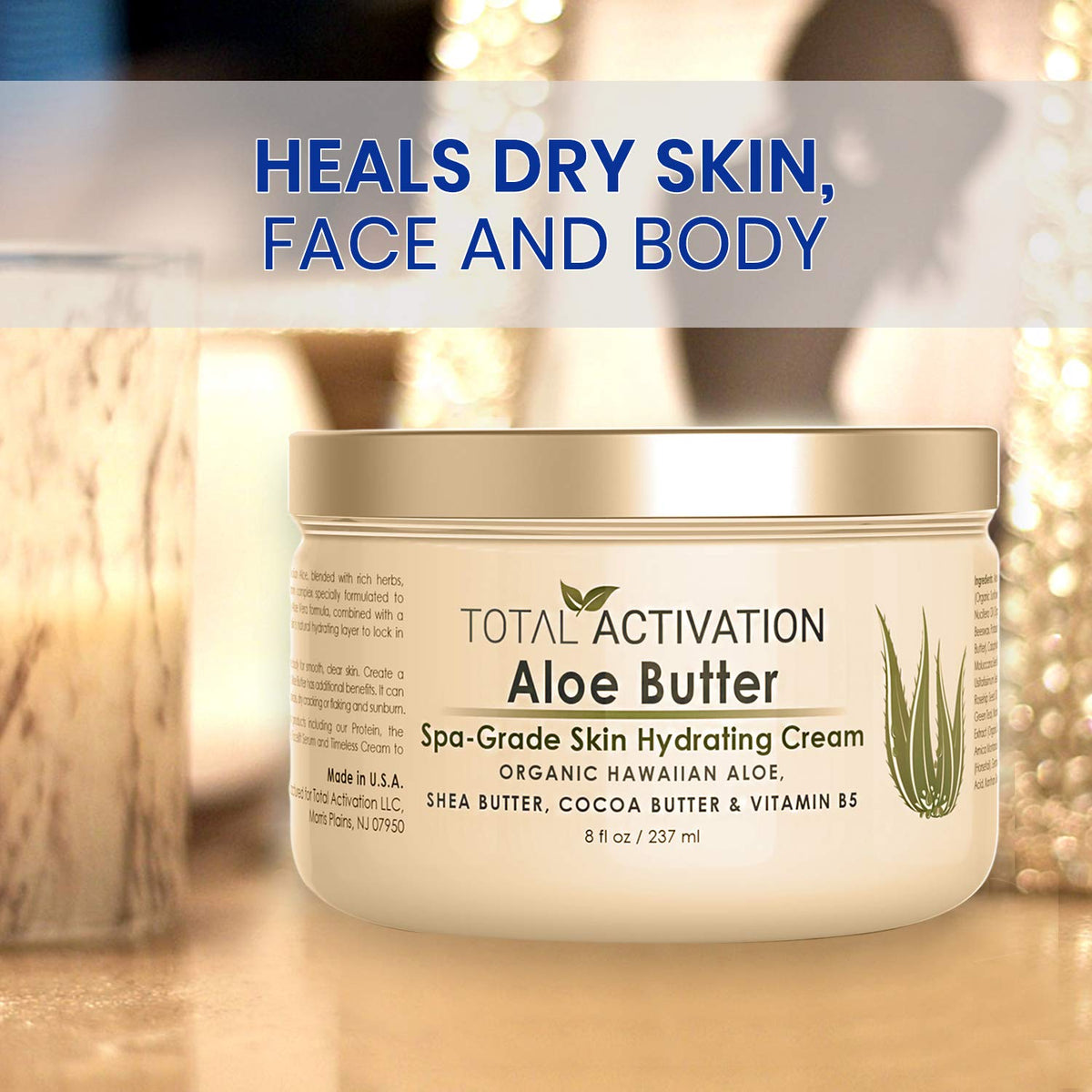 Total Activation Hawaiian Aloe Body Lotion jar ready for full body hydration
