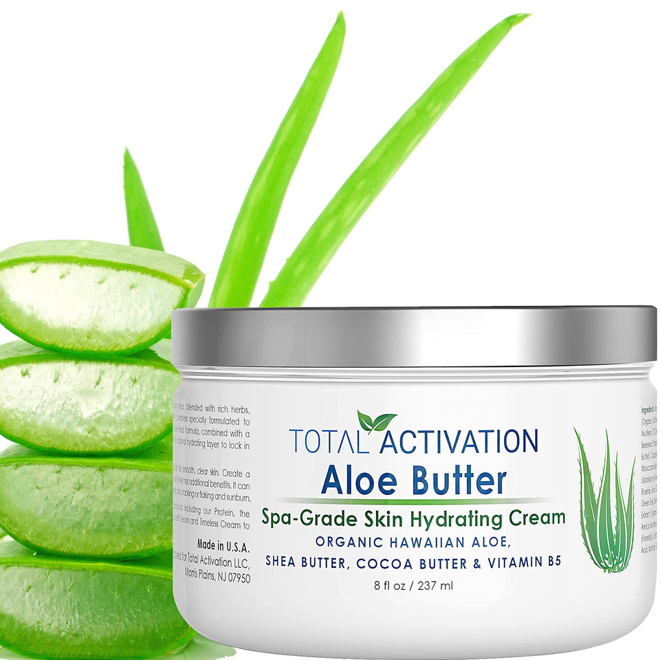 Total Activation Hawaiian Aloe Face Cream bottle showing hydration for daily use
