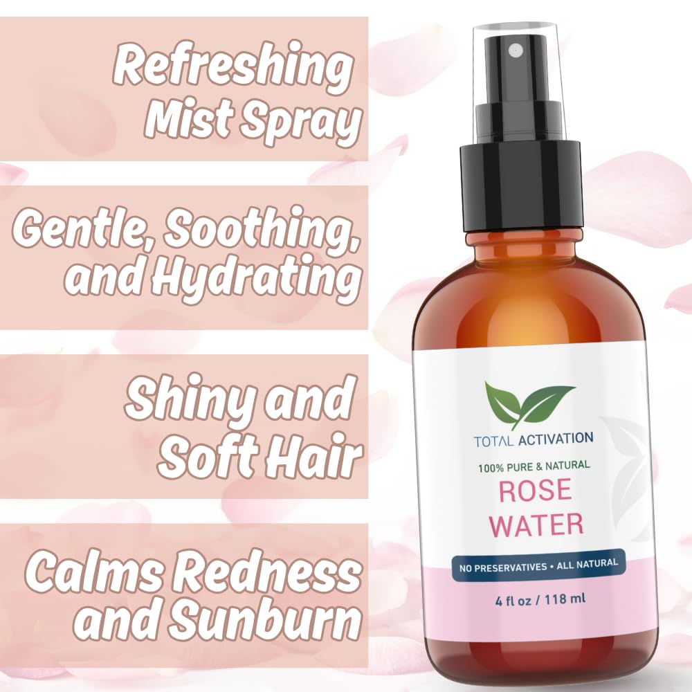 Total Activation Rose Water Toner usage on skin shows gentle cleansing and hydration.