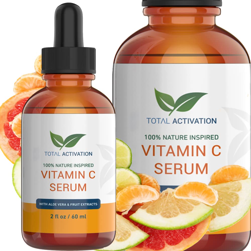 Total Activation Vitamin C Serum bottle pour shows fast absorption and hydration.