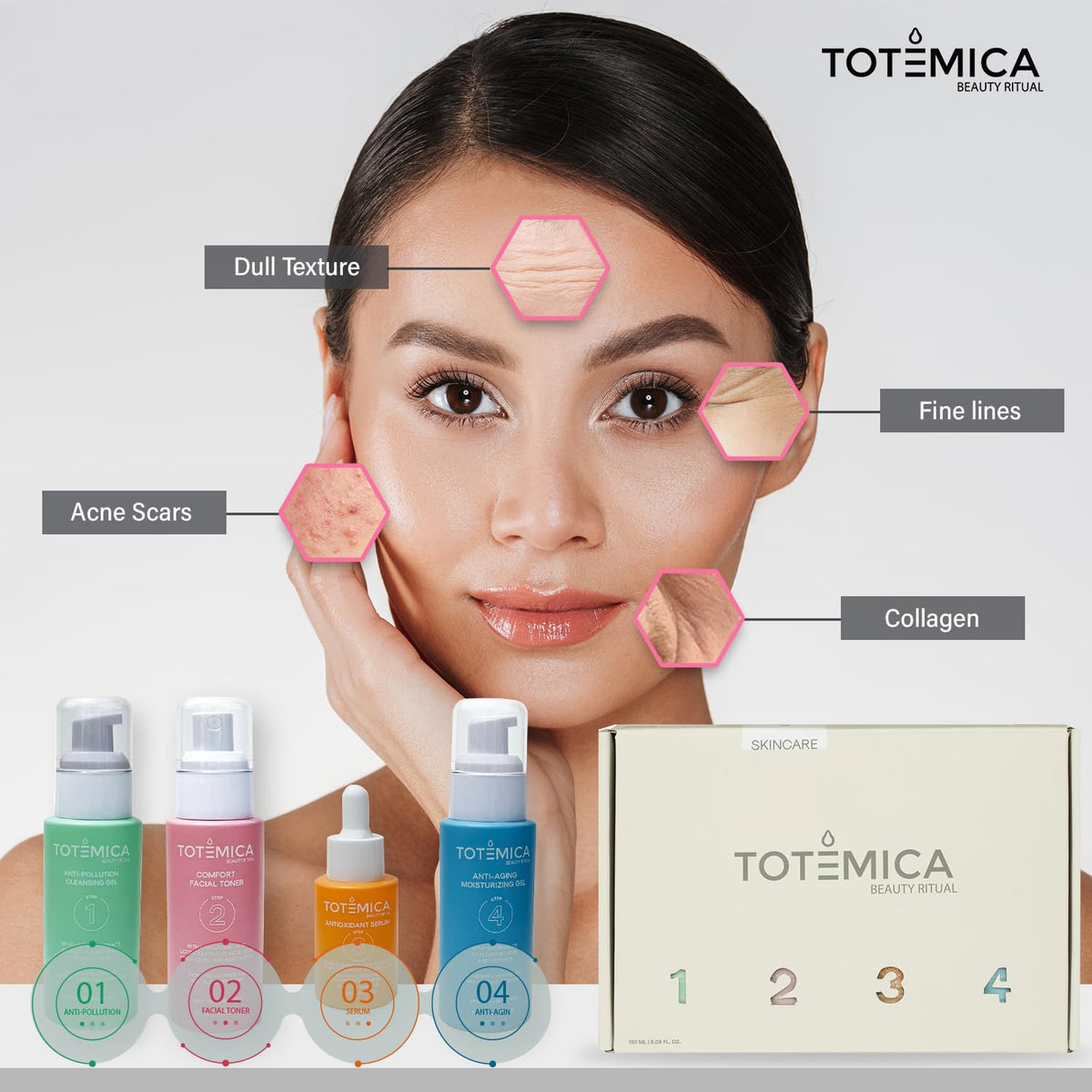 Totemica serum dropper close-up highlighting hydrating, plumping glow without heaviness