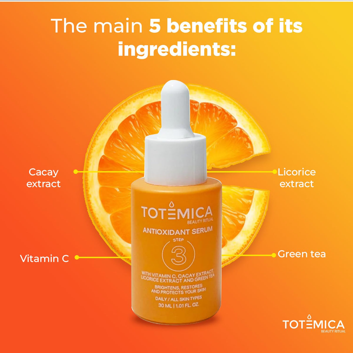 Totemica Vitamin C Serum glow on skin captured in natural light.