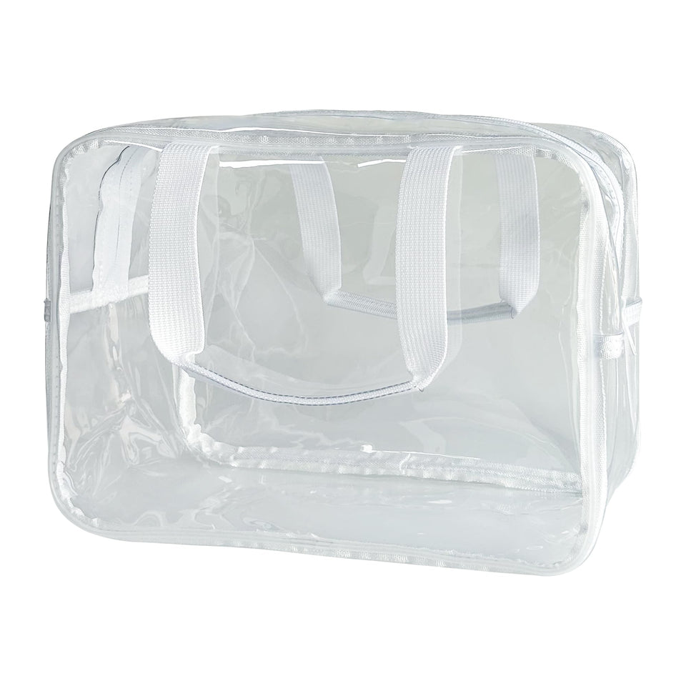 TotePrint Clear Gift Pouch full view showing spacious storage for cosmetics and toiletries.
