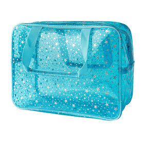 TotePrint holographic star makeup bag front view for stylish cosmetics organization