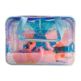 TotePrint TPU holographic blue star bag front view shows clear visibility for quick access
