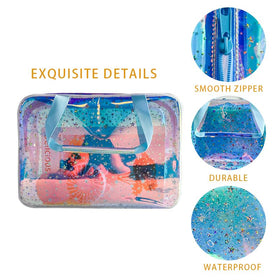 Opened TotePrint bag demonstrates zipper design and easy item retrieval