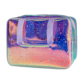 TotePrint TPU holographic star handle makeup bag designed for durable travel storage.