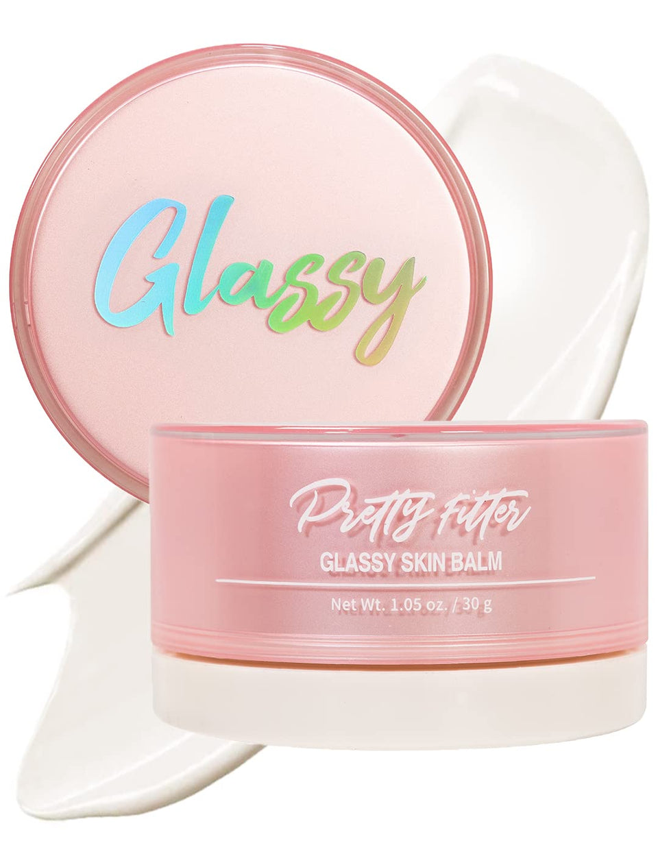 Touch in Sol Pretty Filter Glassy Skin Balm jar close-up for dewy primer prep