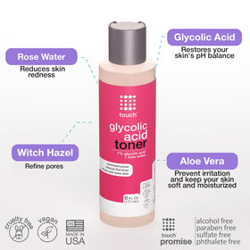 TOUCH witch hazel toner pore-tightening closeup shows oil control without drying.