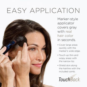 TouchBack Pro dark brown shade blends with brunette tones