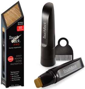 TouchBack Pro gray root marker bottle in Golden Blonde for seamless touch-ups between shampoos.