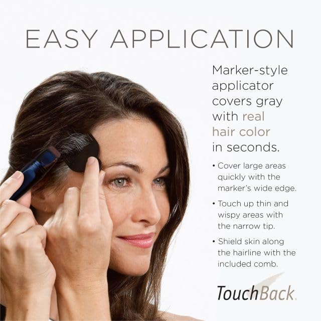 TouchBack gray roots before-after demo shows instant, natural coverage