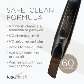 TouchBack Pro medium brown shade blending with brown hair tones.